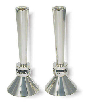 jerusalem gold panorama windows shabbat candlesticks 0