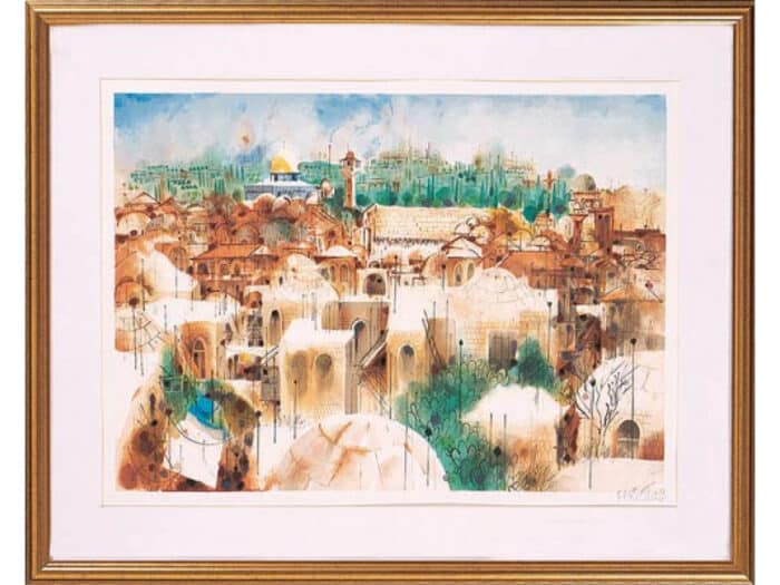shmuel-katz-view-western-wall-israeli-art