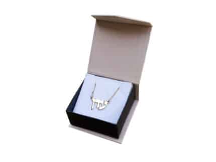 Hebrew Necklace in Block Letters - Sterling Silver